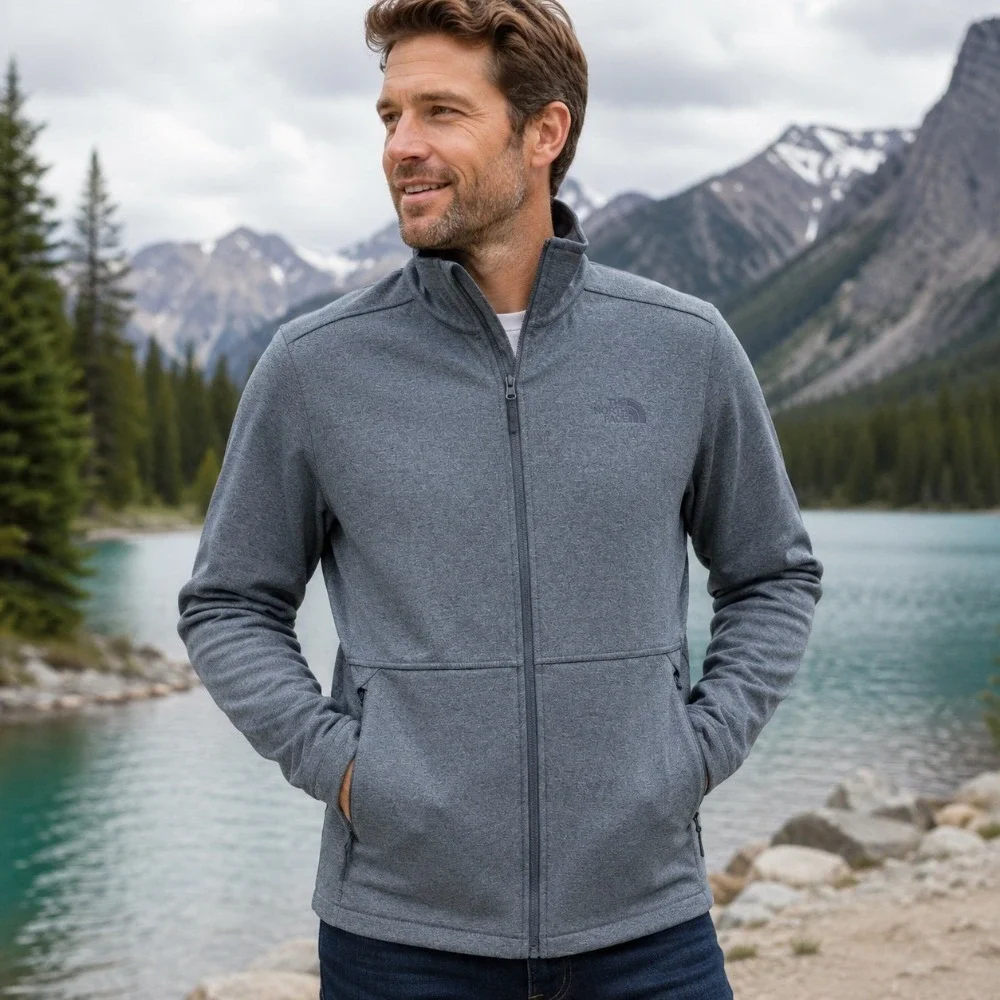 The North Face Apex Canyonwall Mens Gray Heather Full Zip Softshell Jacket M